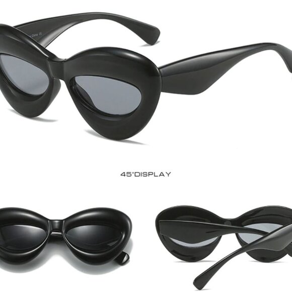 Women  Sunglasses Fashion Retro Black Frame Cat Eye Thick Frame Lentes Gafas New - Picture 2 of 4